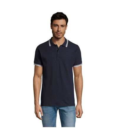 SOLS Mens Pasadena Tipped Short Sleeve Pique Polo Shirt (French Navy/White) - UTPC2431