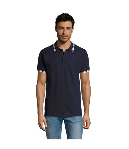 SOLS Mens Pasadena Tipped Short Sleeve Pique Polo Shirt (French Navy/White) - UTPC2431