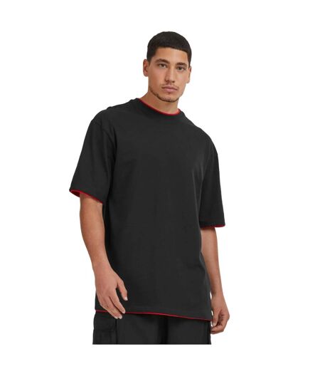 T-shirt Motif/style Détail Contrasté Homme Noir Rouge Urban Classics