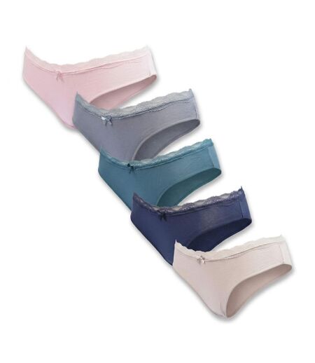 OZABI Lot 5 Culottes Femme Coton Mini Dentelle Nœud Satin