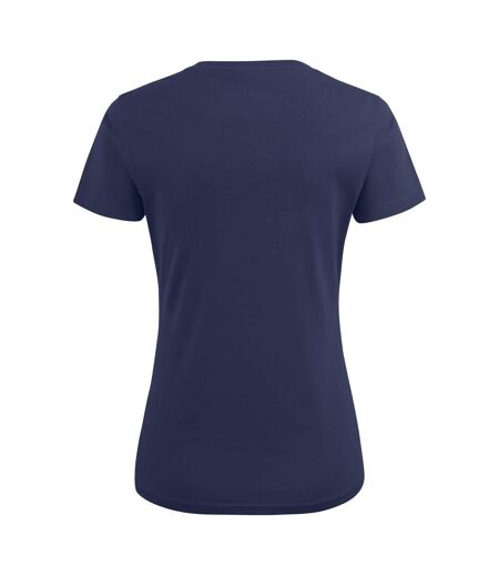 Womens/ladies V Neck T-shirt Navy Printer