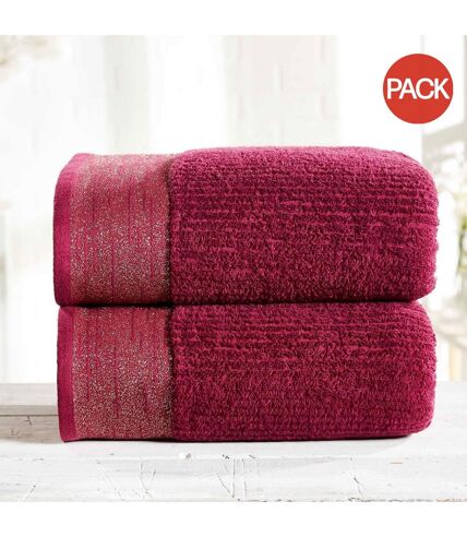 Pack of 2  Metallic accents towel  one size damson Mayfair