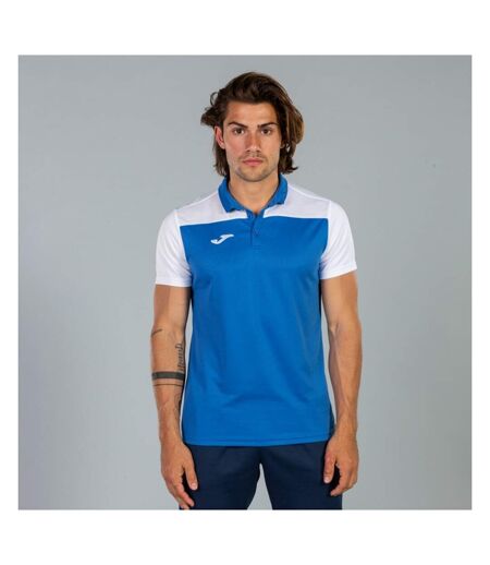 Mens Hobby Ii Polo Shirt White Blue Joma