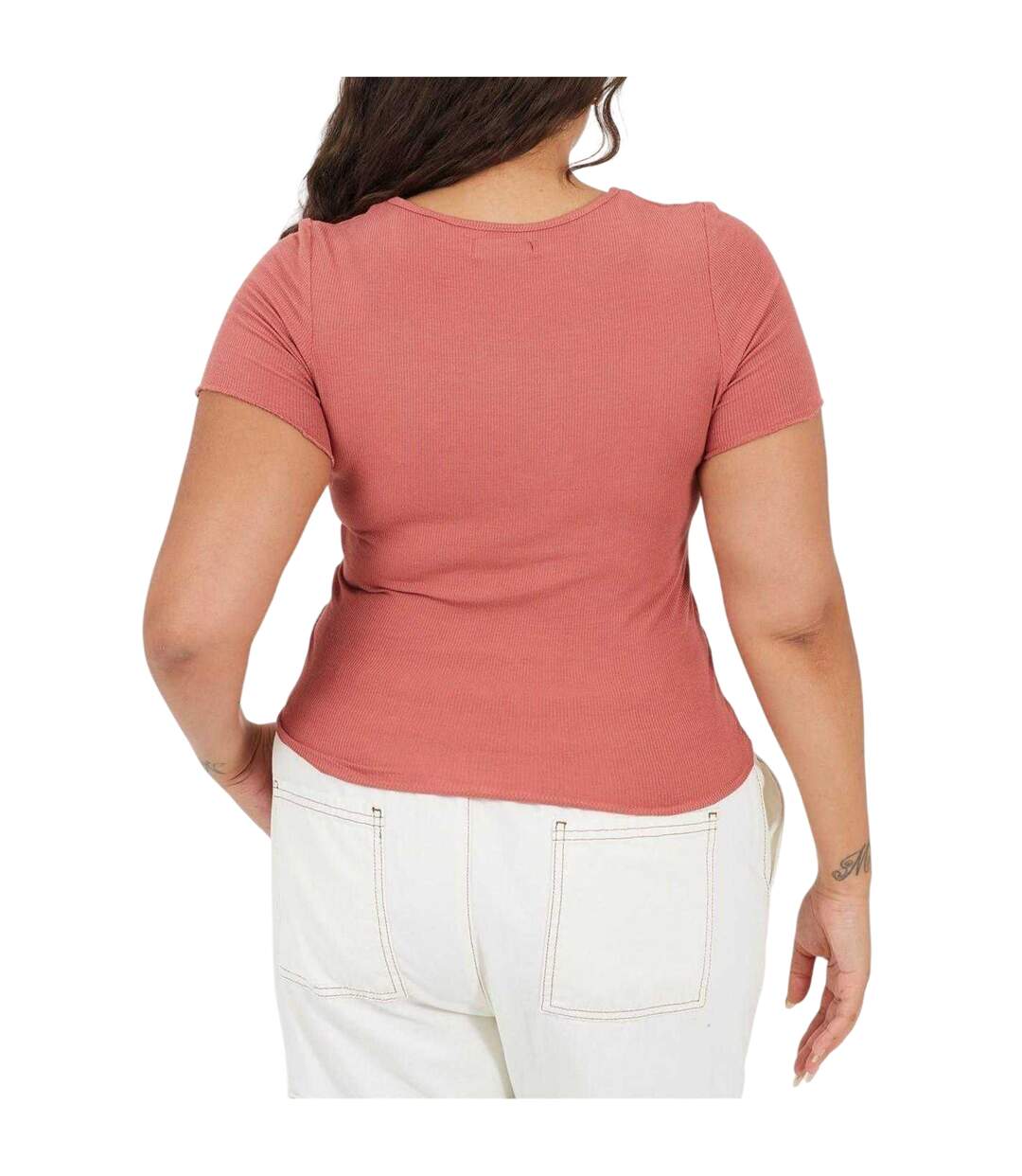 Womens/ladies Scoop Neck Plus Slim T-shirt Clay Brave Soul-2