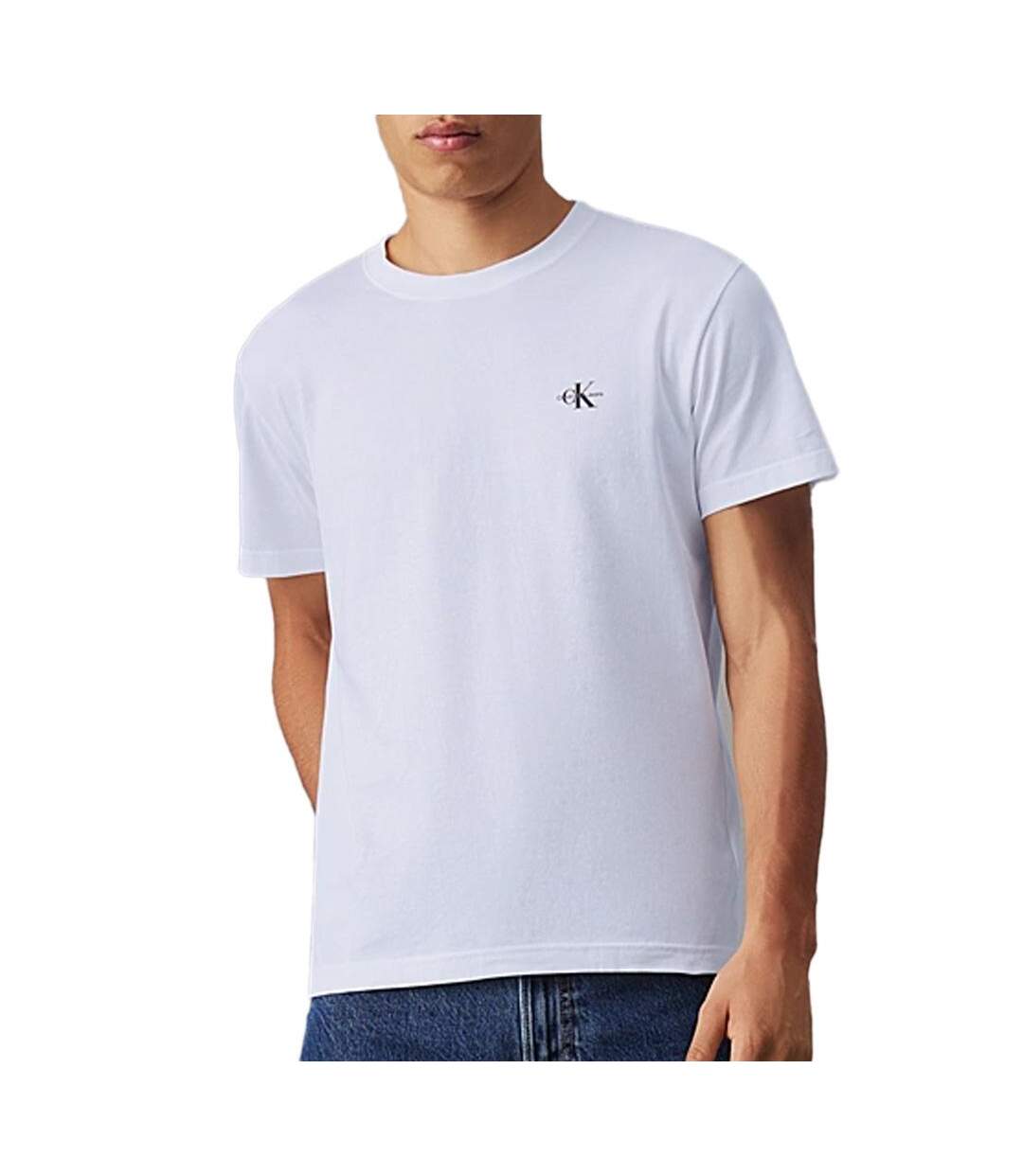 Lot de 2 t-shirts blanc homme calvin klein monologo - l-1