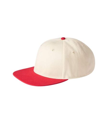 Contrast Flat Peak Baseball Cap Natural Red Beechfield