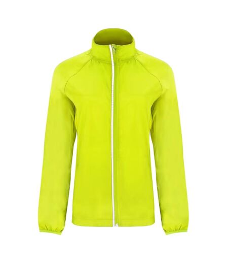 Womens/ladies Glasgow Packaway Slim Windbreaker Fluro Yellow Roly