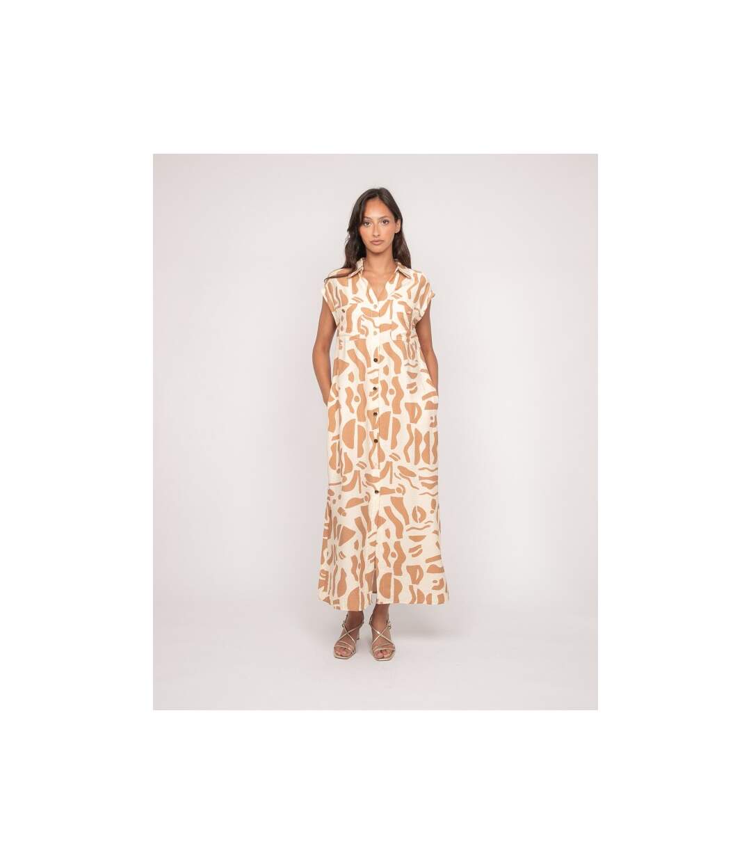 Robe boutonnée longue sans manches ISALINE - Dona X Lisa-1