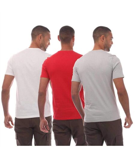 Pack Of 3  Mens Contrast Logo T-shirt  Red White Grey Hugo