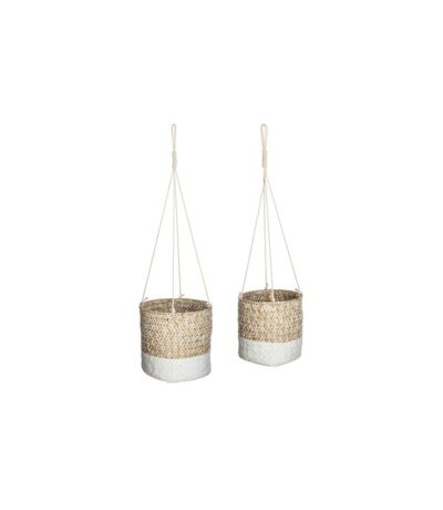 Lot de 2 Cache-Pots à Suspendre Seagrass 15cm Blanc