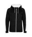 AWDis Just Hoods Mens Contrast Sports Polyester Full Zip Hoodie (Jet Black/Arctic White) - UTPC2967