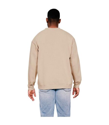 Casual Classics Mens Ringspun Cotton Extended Neckline Oversized Sweatshirt (Sand) - UTAB595