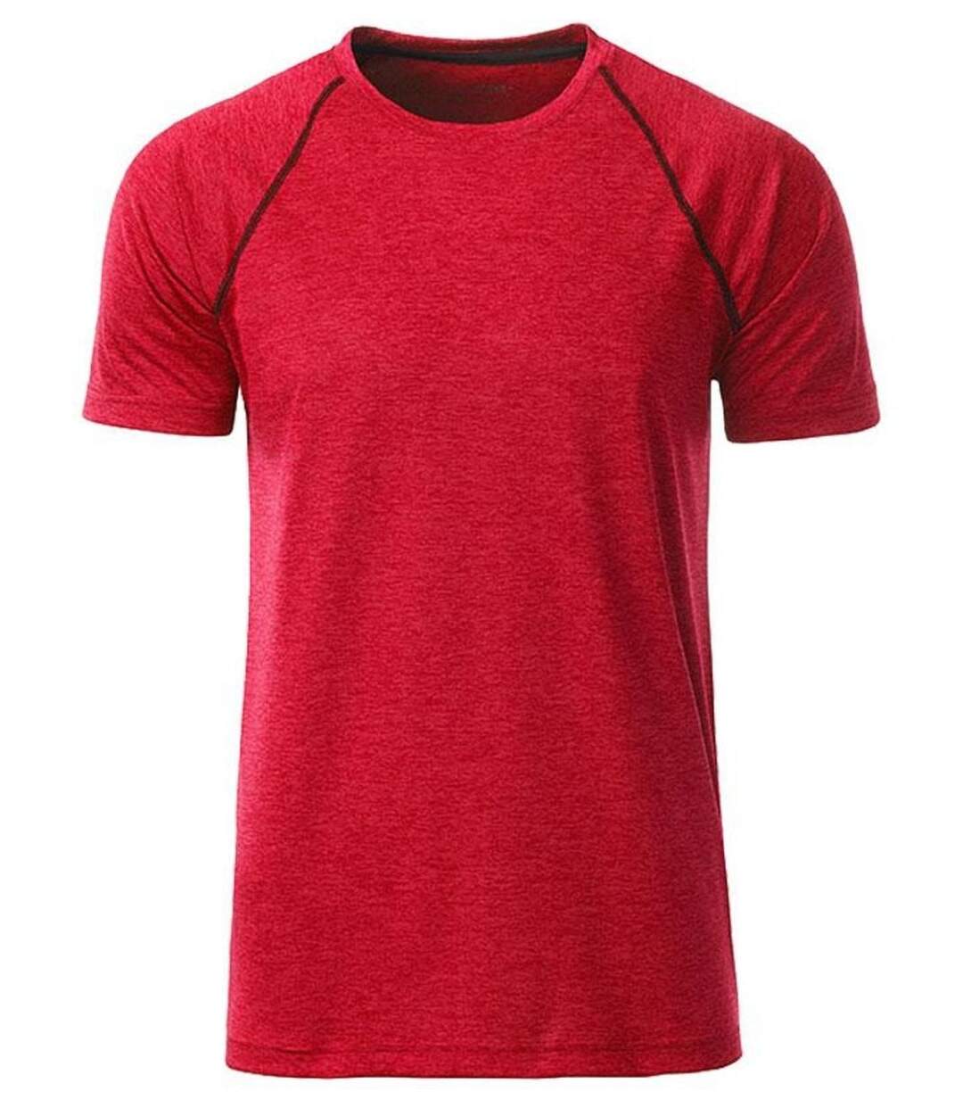Maillot running respirant - Homme - JN496 - rouge mélange-1
