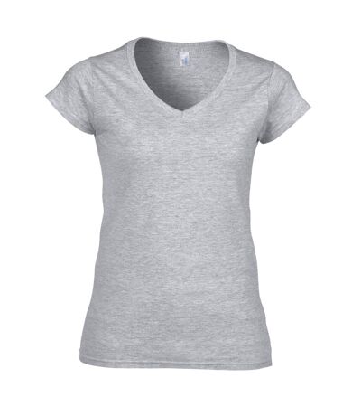 Gildan Womens/Ladies Softstyle Heather V Neck T-Shirt (Heather Grey)