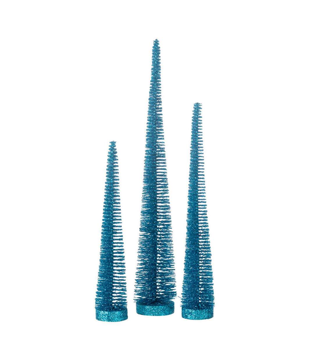 Lot de 3 Sapins de Noël Déco Paillettes 40cm Bleu-1
