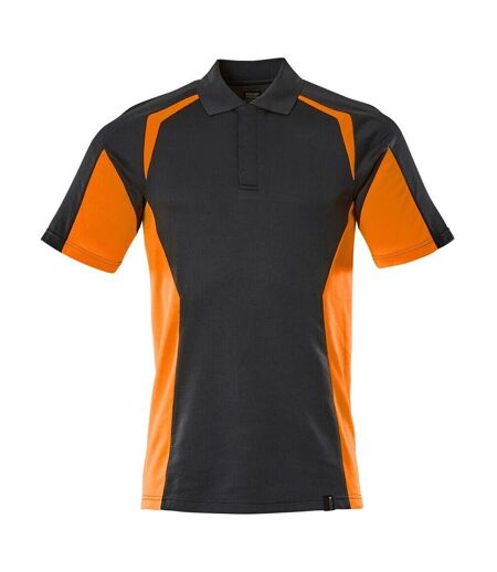 Mens Accelerate Safe Hi-vis Polo Shirt Dark Navy Orange Mascot