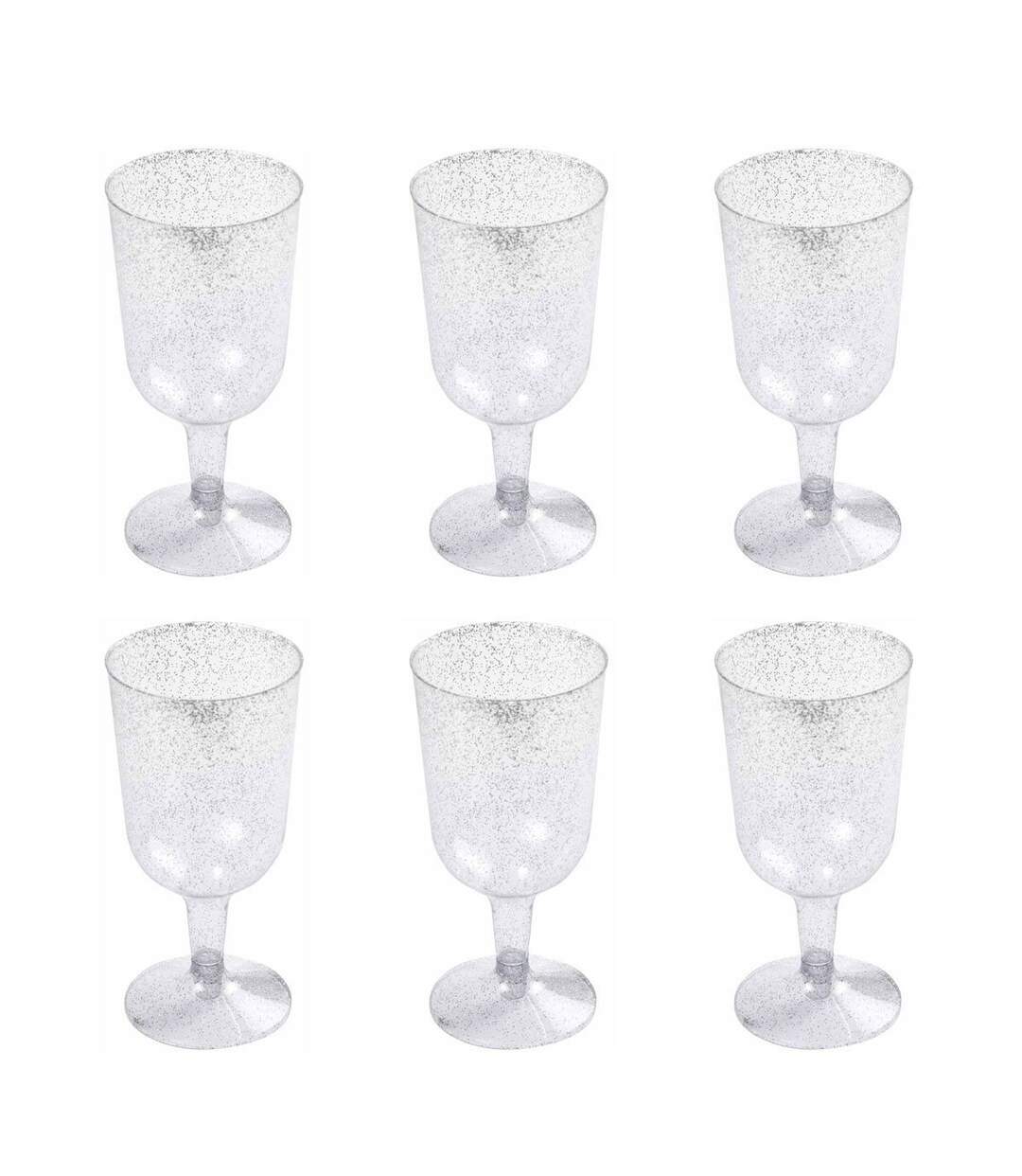 Lot de 6 Verres à Vin Réutilisable Paillettes 18cl Or-1