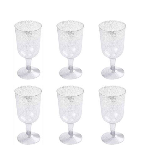 Lot de 6 Verres à Vin Réutilisable Paillettes 18cl Or