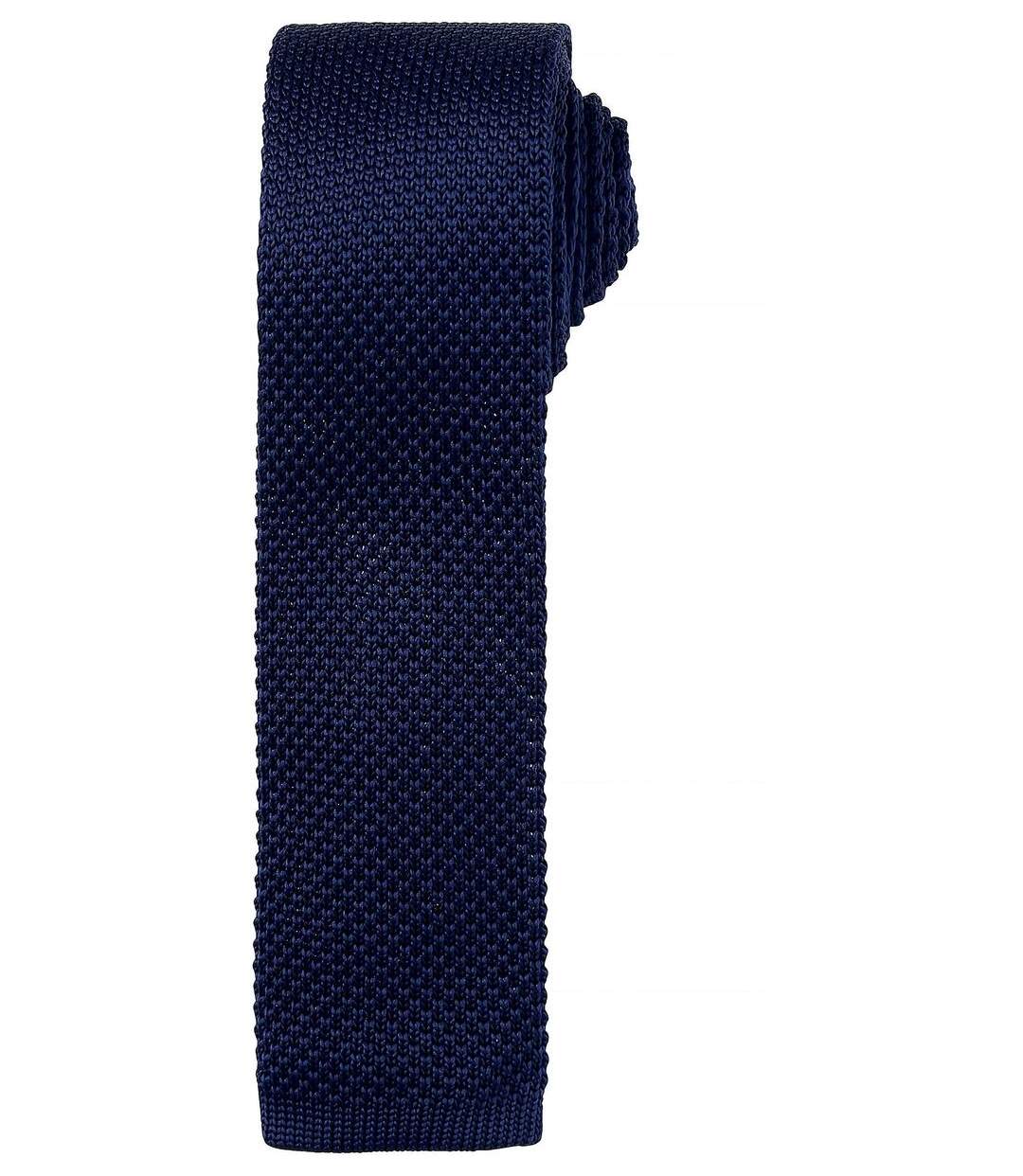 Cravate fine tricotée - PR789 - bleu marine-1