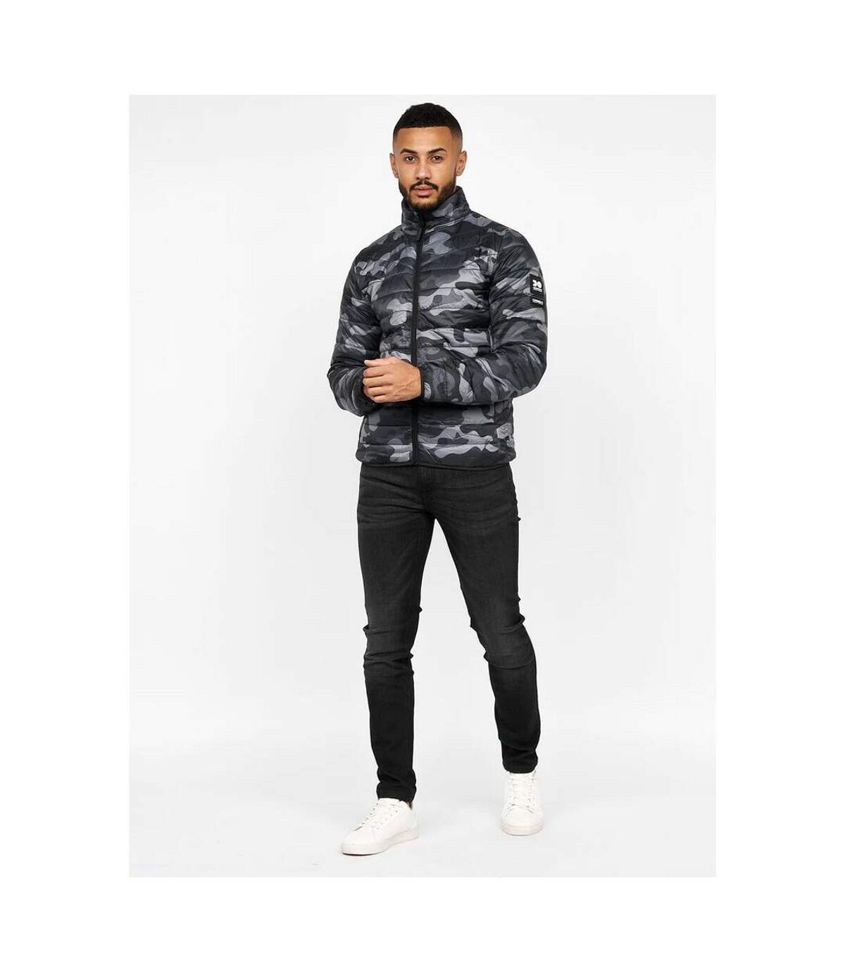 Crosshatch Mens Mellawear Camo Padded Jacket (Black)