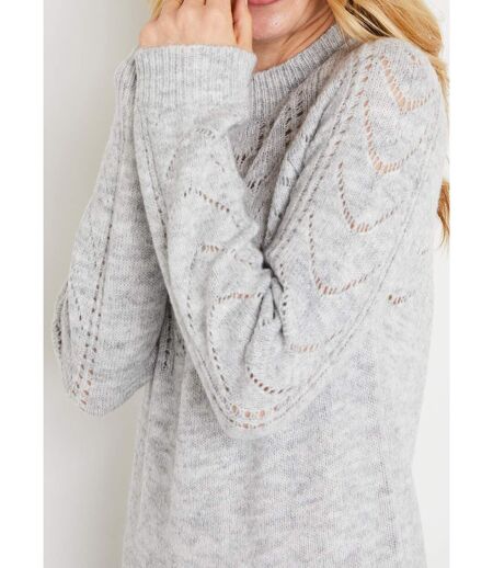 Robe-pull courte tricot ajouré col rond