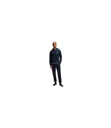 Mens Hooded Raglan Drawstring Hoodie Navy Boss