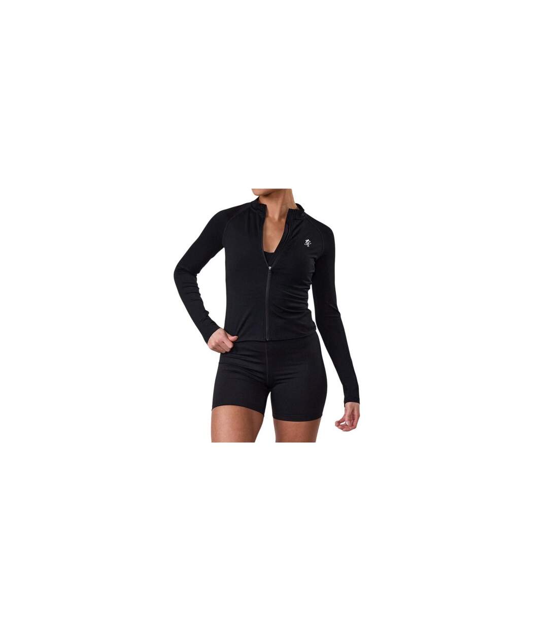 Womens/ladies Heathered Full Zip Raglan Jacket Black Gym King-1