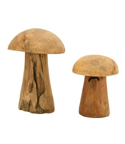 Champignons en teck naturel (Lot de 2)