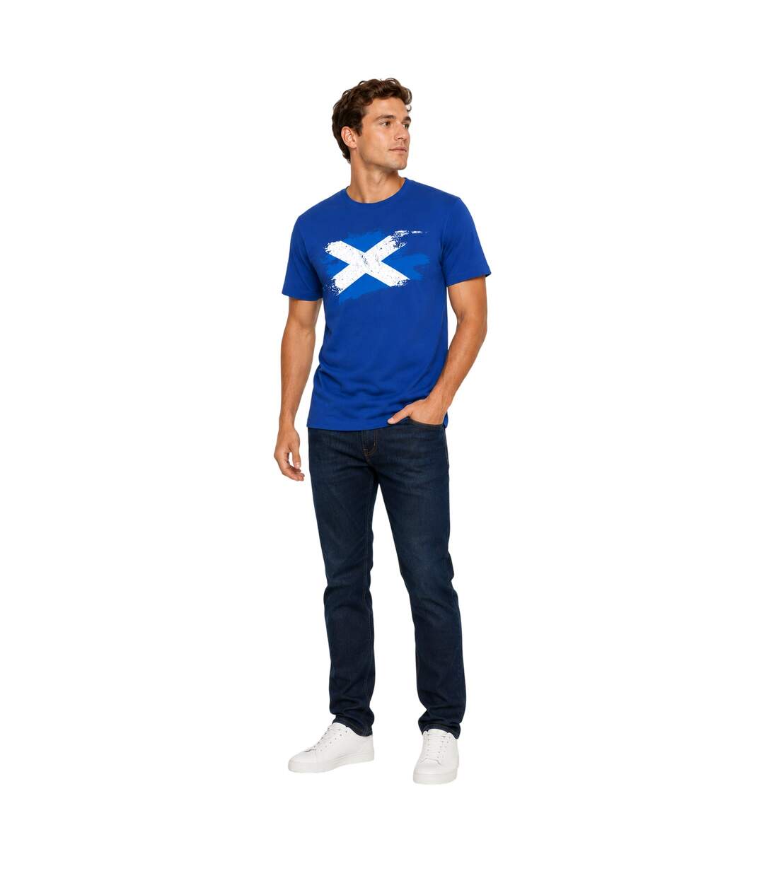 Unisex Adult Scottish Flag T-shirt Blue AWD-1