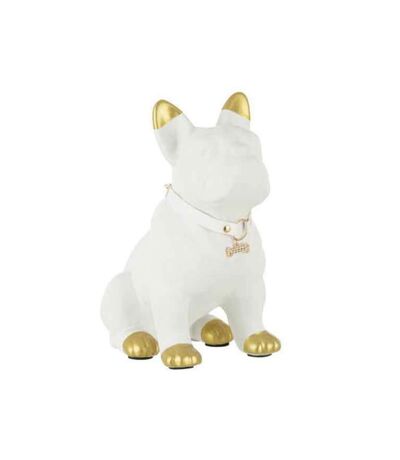 Paris Prix - Statuette Design chien Céramique 21cm Blanc
