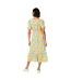 Womens/ladies floral tiered midi dress yellow/green/pink Dorothy Perkins