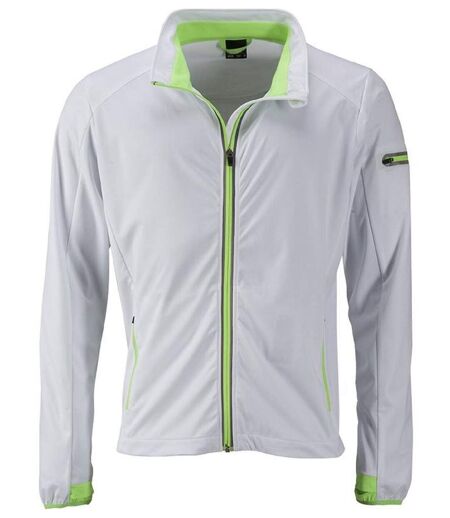 Veste softshell sport - Homme - JN1126 - blanc et vert vif