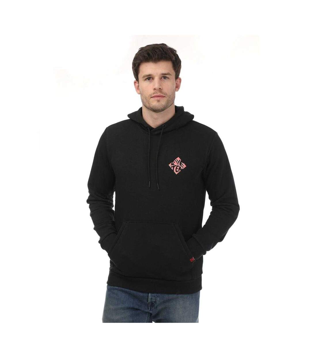 Mens Cotton Blend Drawstring Hoodie Black Five Ten-4