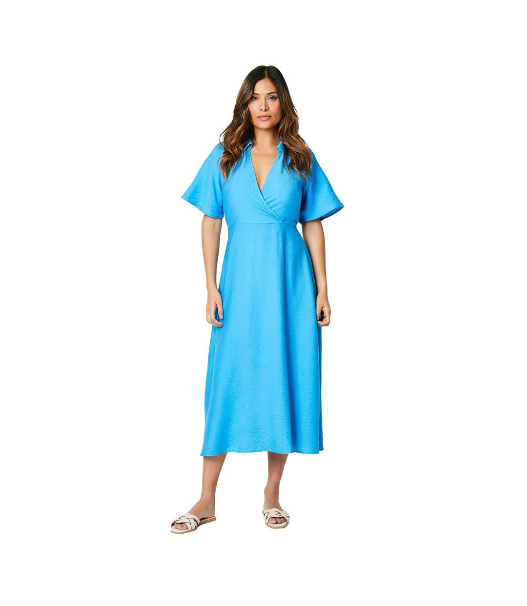 Womens ladies collared midi dress blue Principles