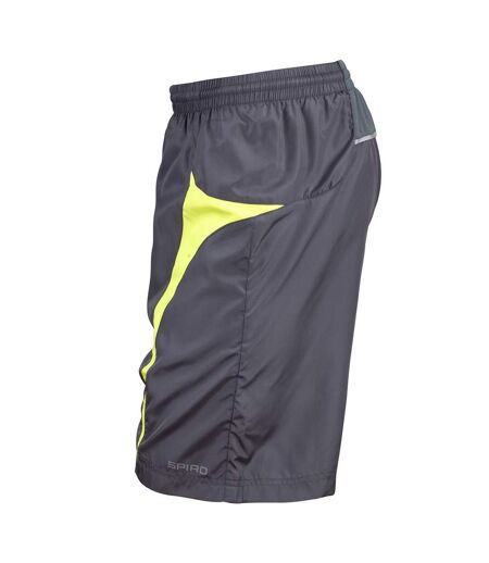 Spiro Unisex Adult Team Micro-Lite Mesh Lining Shorts (Gray/Lime) - UTPC7304