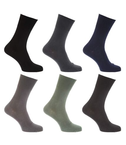Mens Stay Up Non Elastic Diabetic Socks (Pack Of 6) (Black/Grey/Navy) - UTMB250