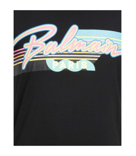 Mens Paris Retro Logo T-shirt Black Balmain