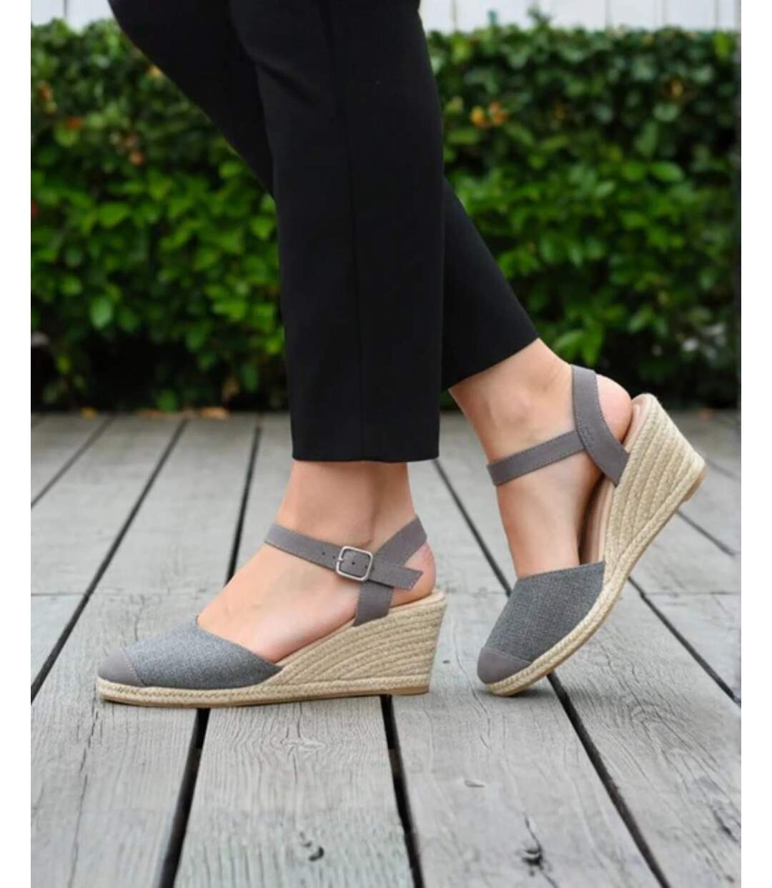 Isotoner Espadrilles femme à talon de 6 cm, ultra confortable, semelle à mémoire de forme-2