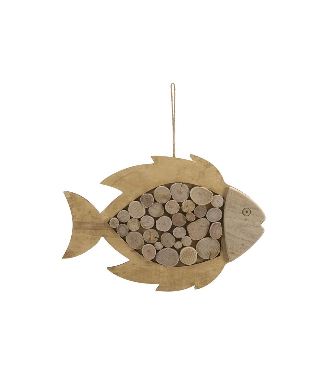 Décoration Murale en Bois à Suspendre Poisson 42cm Naturel-1