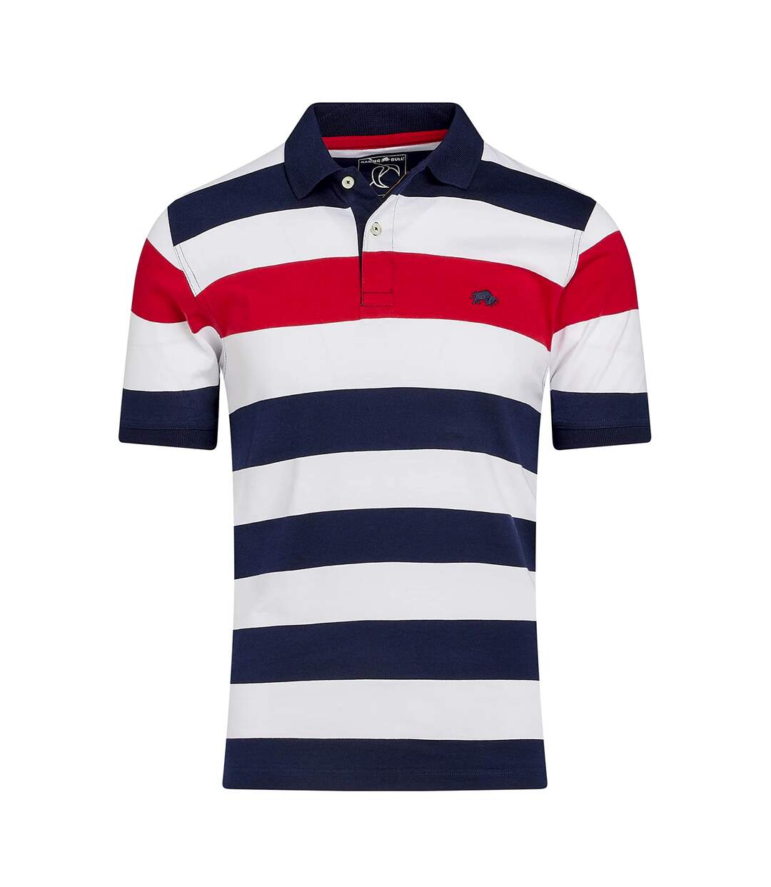 Polo homme bleu marine / blanc / rouge Raging Bull-1