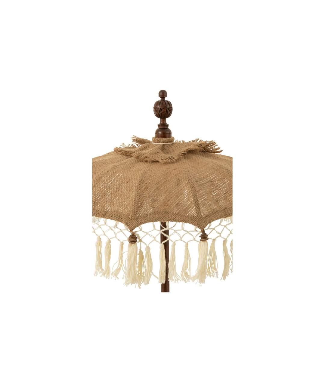 Parasol Déco en Jute Pompons 87cm Beige