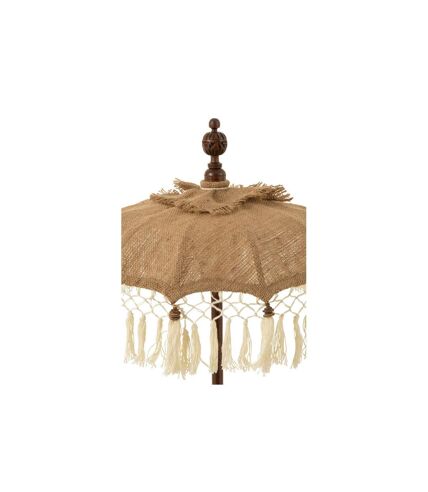 Parasol Déco en Jute Pompons 87cm Beige