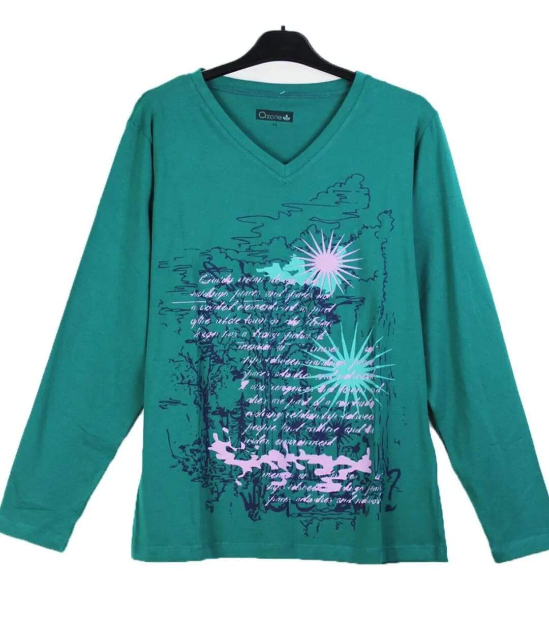 Tee-shirt AXONE SH1063V vert grande taille : le style de la sérigraphie placée-5