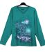 Tee-shirt AXONE SH1063V vert grande taille : le style de la sérigraphie placée-5