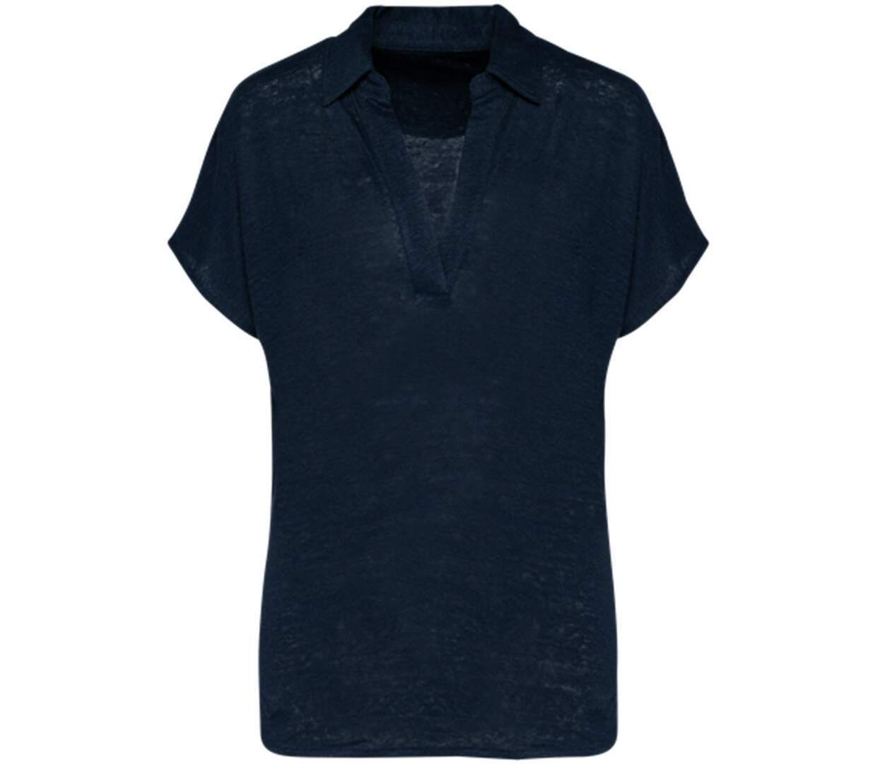 Polo en lin - Femme - PATS221 - bleu marine-1