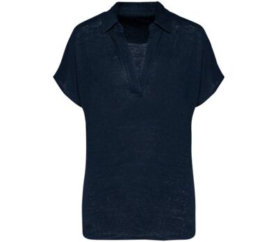 Polo en lin - Femme - PATS221 - bleu marine