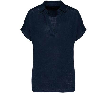 Polo en lin - Femme - PATS221 - bleu marine