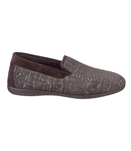 Mens Stanley Moc Toe Full Slipper Brown Cotswold