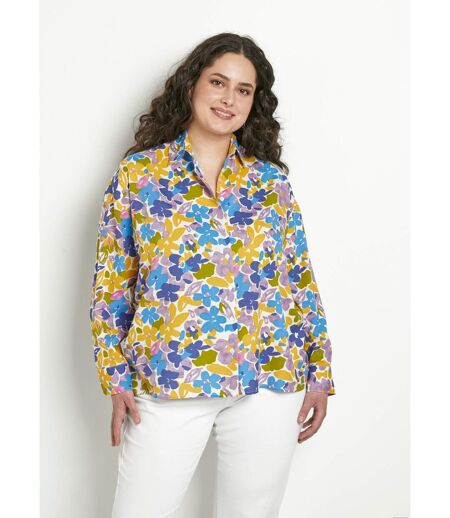 Chemisier boutonné long imprimé fleuri fluide