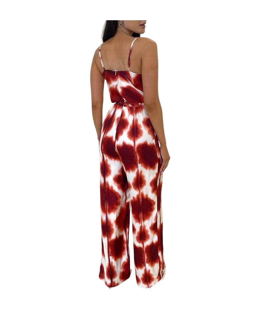 Combinaison Bretelles Fines Motif/style Imprimé Femme Rouge Pastel AX Paris-3